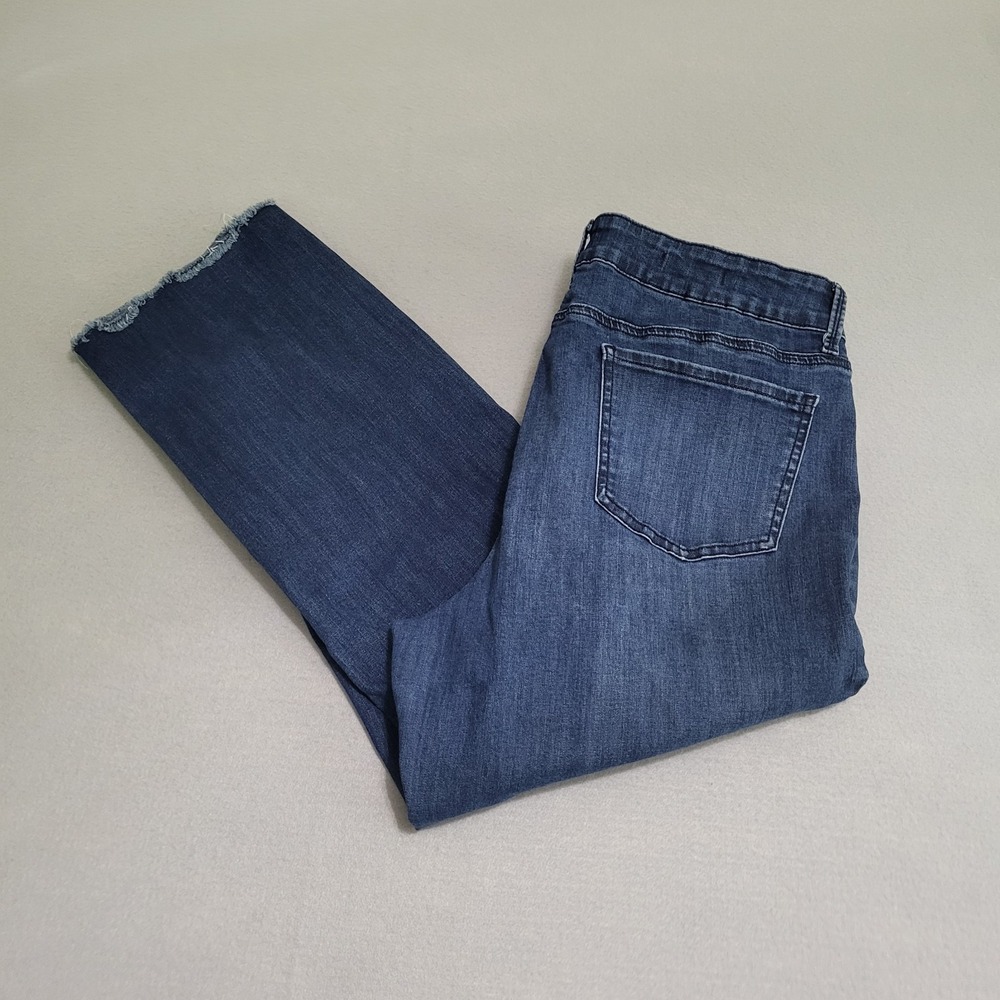 NYDJ Marilyn Straight Lift Tuck Denim Blue Jeans Women's Size 14 Cool Embrace